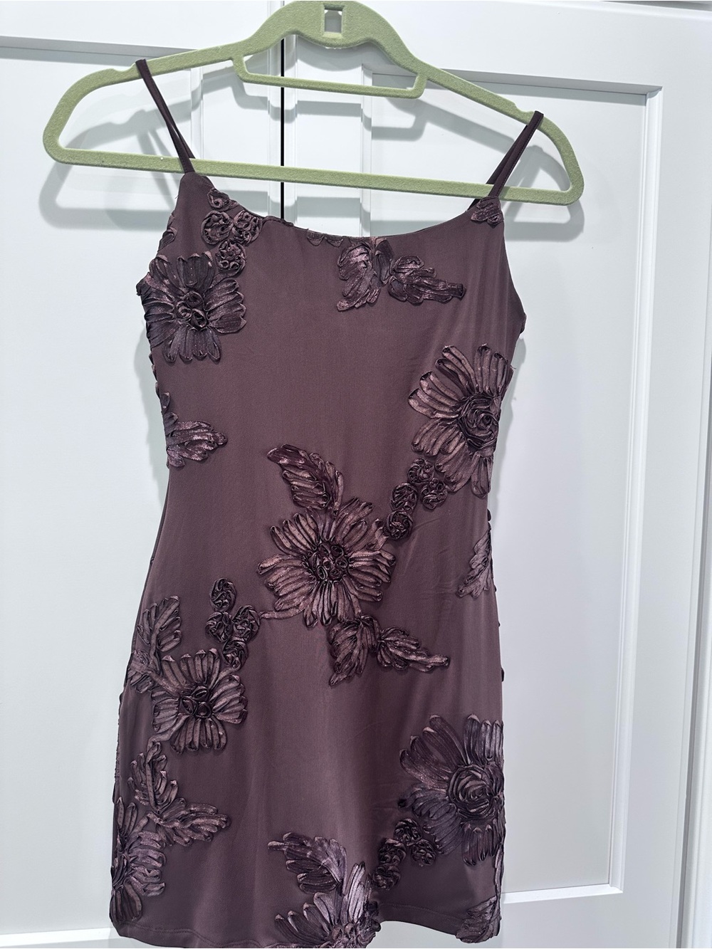 Chocolate Brown Edikted Floral Appliqué Slip Dress